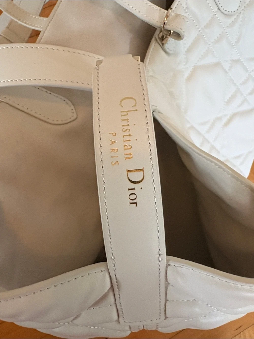 quilted tote dior white